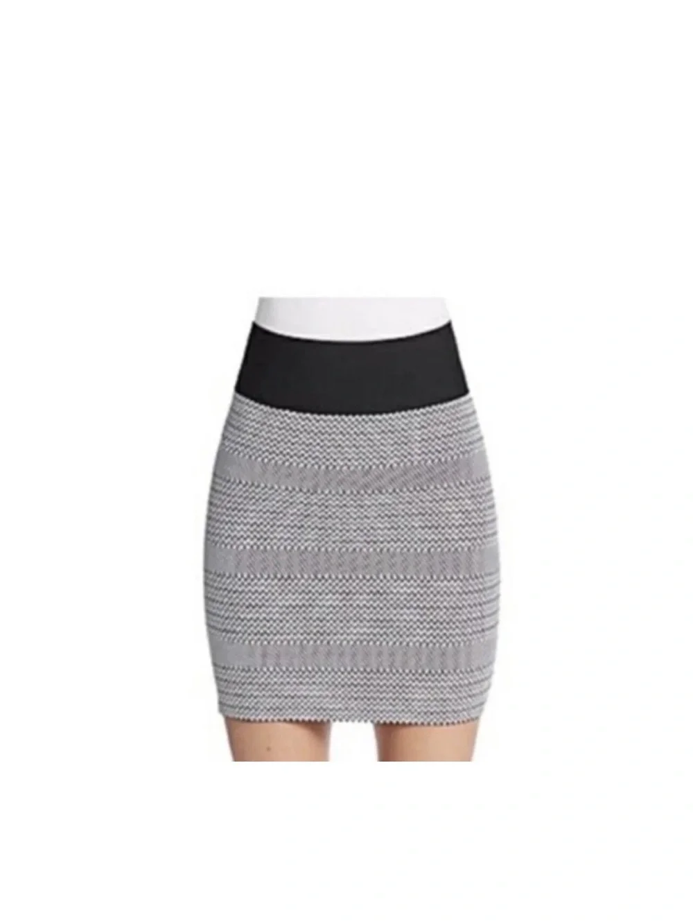 BCBG MaxAzria Women's High-Waist Black & Gray Knit Pencil Skirt